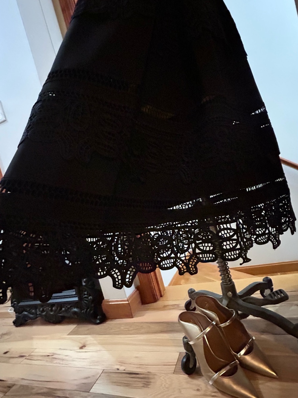 Self-Portrait Guipure Ponte Lace Paneled  Dress Organza Tie Straps and Pockets